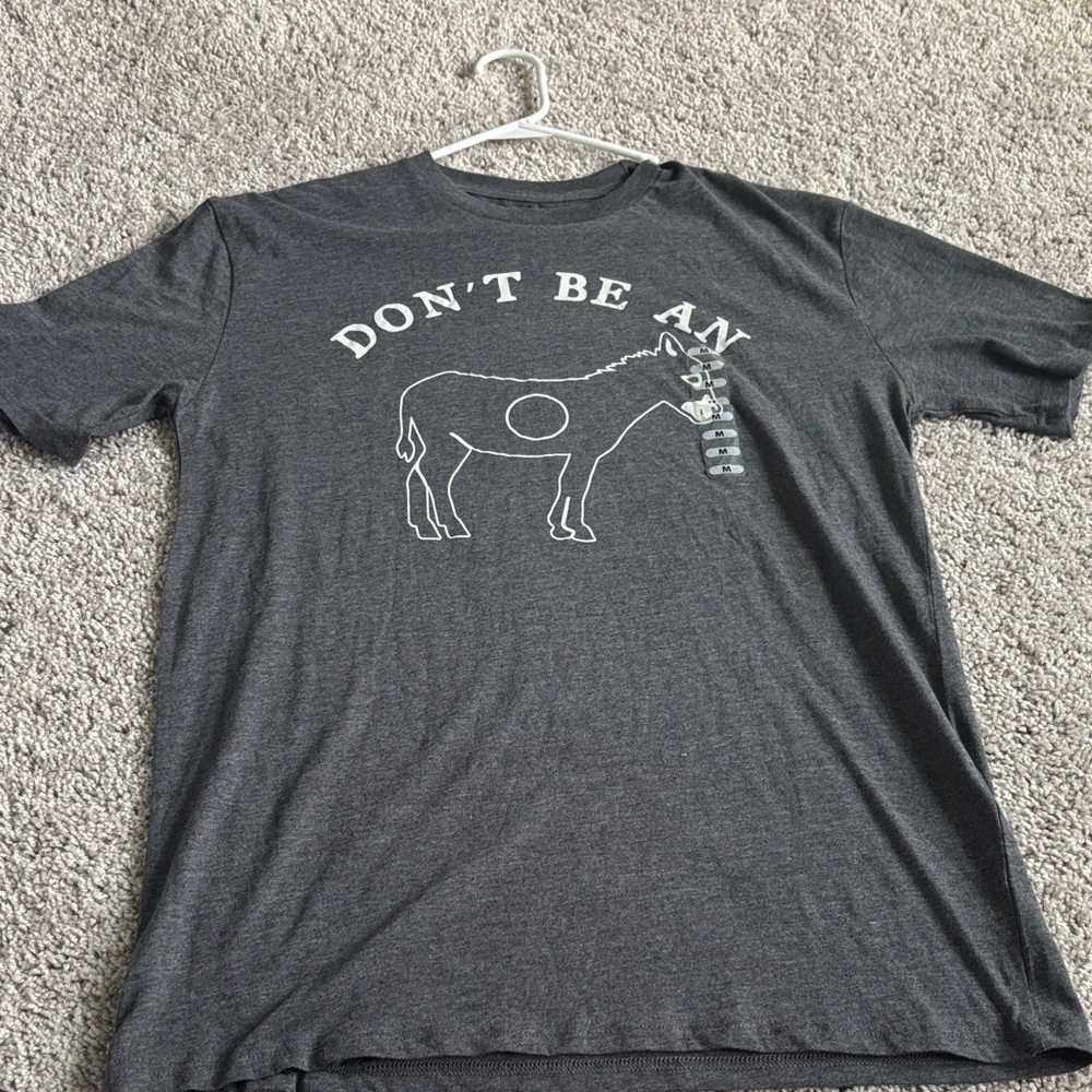 Funny Donkey Graphic Tee Mens M Gray Novelty Gift Shirt